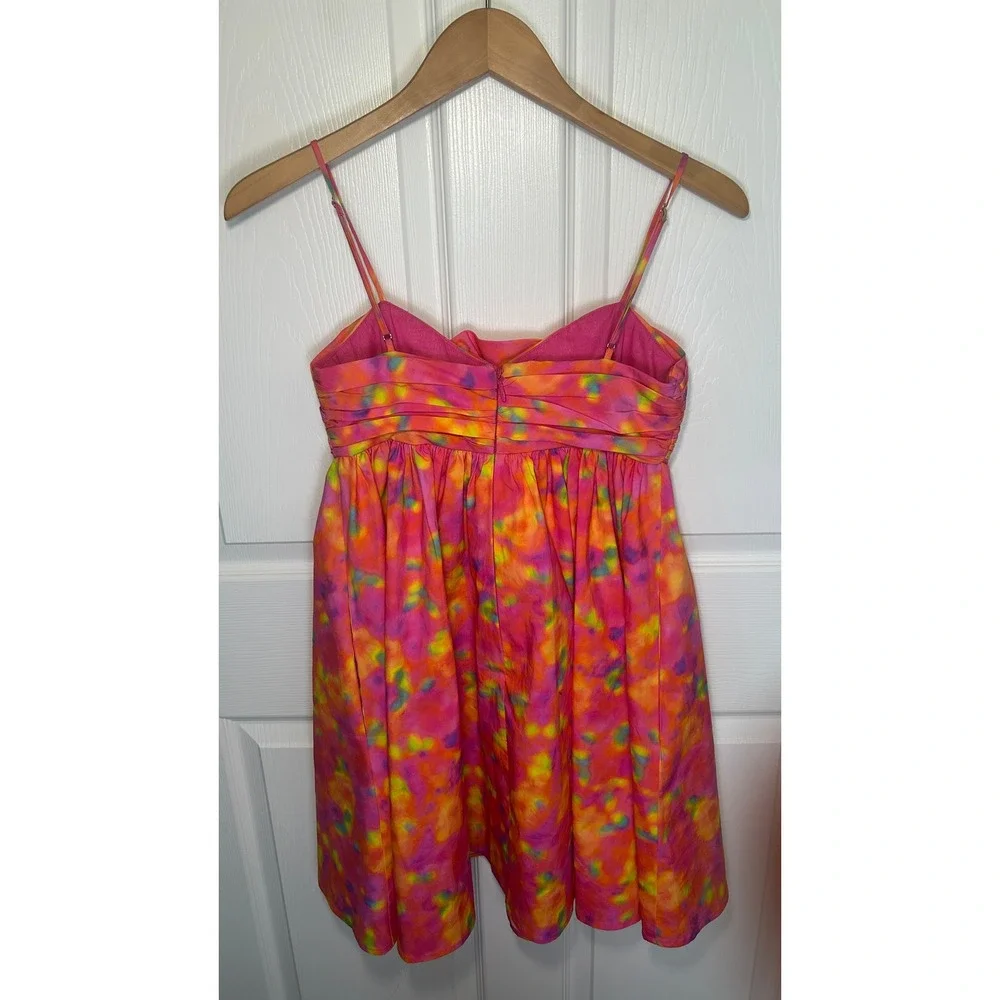AMUR Camreigh Flower Mini Dress Size 2 Pink Watercolor Wedding Guest Colorful - Picture 4 of 8